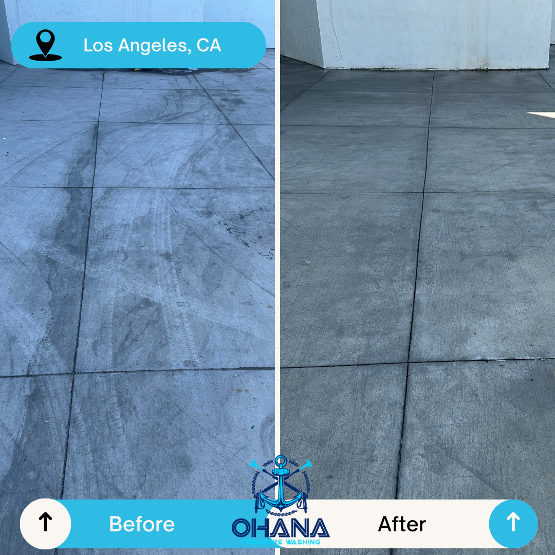 Concrete driveway pressure washing