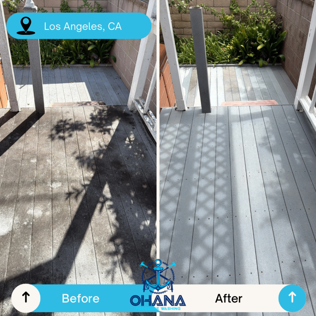 Wood deck cleaning results